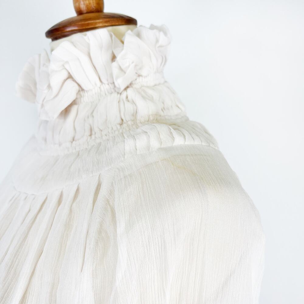 Munthe plus Simonsen off white sheer ruffle collar silk dress top Size US 6/8 - Picture 4 of 10
